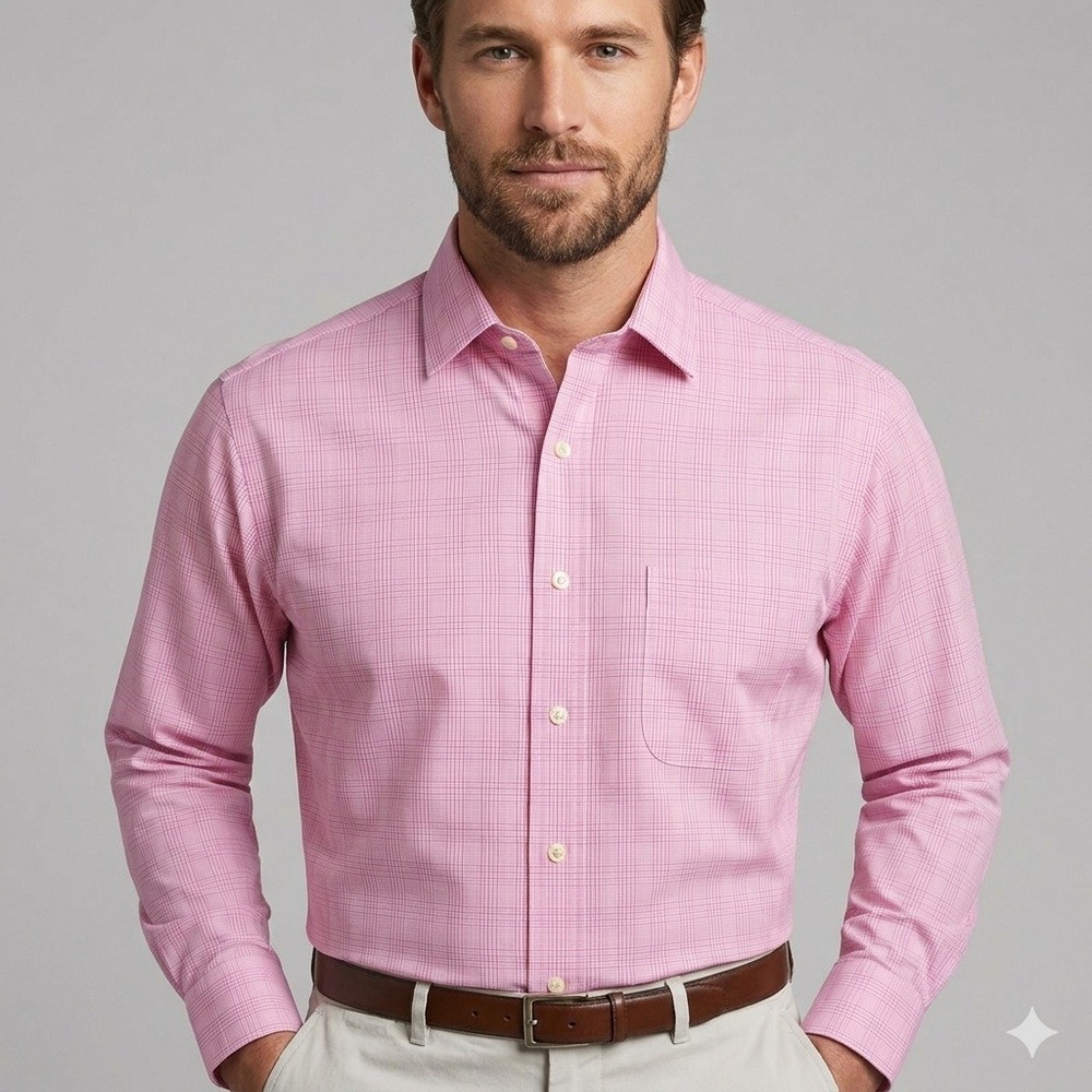 Brooks Brothers Regent Dress Shirt Mens 16.5 33 Pink Supima Cotton Plaid